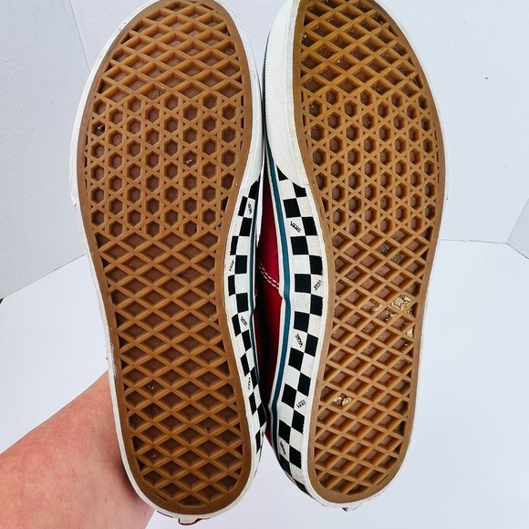 ***SOLD***Vans Old Skool Red Canvas Check Side Wall Lace Up Low Top Unisex Big B - Picture 12 of 15